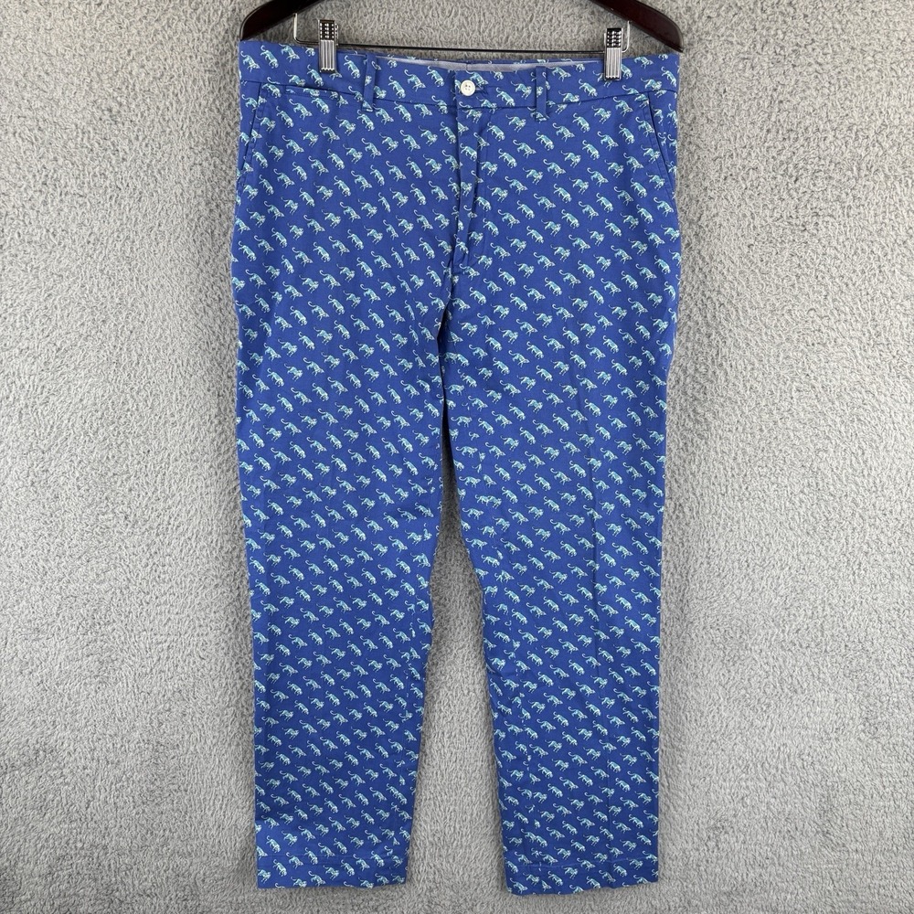Polo Golf Ralph Lauren Pants Mens 33x30 (Fits 36x30) Blue Leopard All Over Print